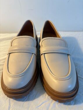 Madewell Beige Leather Lug-Sole Loafers